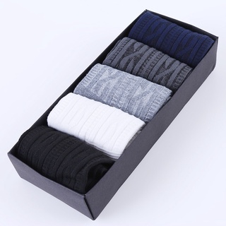 Men Business Casual Cotton Socks Autumn and Winter Stripe Warm Socks