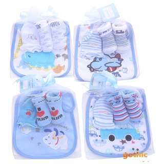 Gótico de algodón puro calcetines de bebé rayas calcetines de bebé letra de dibujos animados lindo guantes Saliva toalla conjunto gótico
