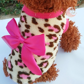 (Gratis) Mascota Perro Gato Leopardo Bowknot Ropa De Lana De Coral Cachorro Disfraz