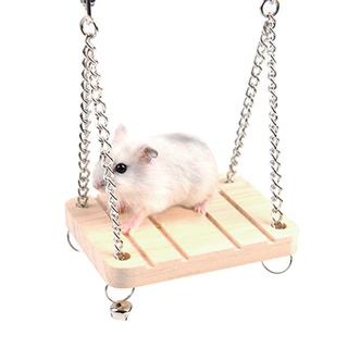 blinanddeaf Small Pet Hamster Bird Parrot Wooden Hanging Swing Hammock Stand Cage Chew Toy