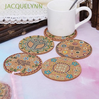 JACQUELYNN Heat Resistance Cork Coaster Home Table Mat Placemats Non-slip Table Decoration Drinking Round for Kitchen Bar Dining Insulation Pad