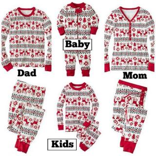 2pcs navidad familia coincidencia ropa conjunto papá mamá bebé festivo año nuevo pijamas de manga larga top + pantalones (6)