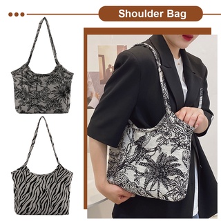 [hst] bolso de la compra de lona con estampado de cebra/estampado en la selva/moda para mujer (1)