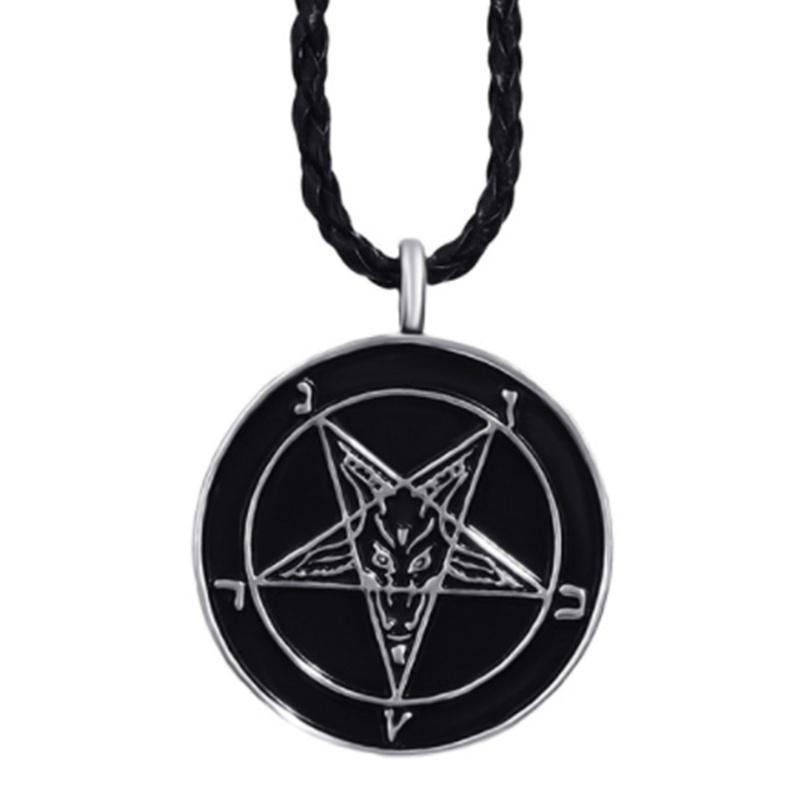 Collar colgante de Pewter de diablo con diseño de pentagrama de cabra de Penadnt a la moda para hombre