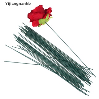 yijiangnanhb 50pcs 30cm*2mm flores tallo verde oscuro alambre artificial fower cabeza accesorio caliente