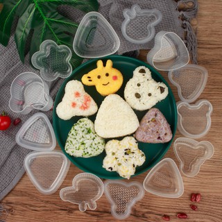 7 unids/set creativo de dibujos animados forma triángulo bola de arroz molde para niños arroz Bento algas marinas Sushi molde