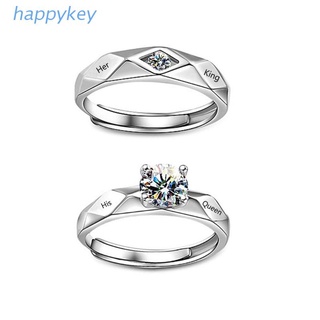 Hap 1 par de su rey y su reina anillo de coincidencia anillo de promesa anillo ajustable anillo