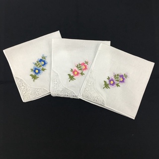 Quillan 6pzas Bordado mariposa Floral Portátil al azar 100% bufanda blanca de algodón/bufanda Multicolor (8)