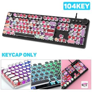 mainsaut 104Pcs/Set PBT Universal Round Key Cap Keycaps for Cherry MX Mechanical Keyboard
