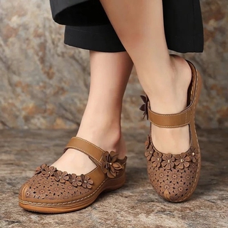 READY STOCK señora confort cuñas sandalias de dos prendas sandalias huecas suaves sandalias y zapatillas (2)