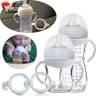 Suave 2Pcs libre de BPA leche silicona bebé boca ancha momia ayuda taza agarre botella mango