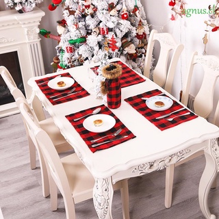 AGNUS Durable Table Mat Heat Resistant Tableware Placemat Buffalo Plaid Christmas Decoration Kitchen Ornament Eco-friendly Dining Coaster