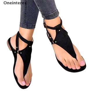 [Oneinteres] sandalias de mujer al aire libre playa Flip-flop sandalias sólidas sandalias de gladiador pisos. (4)