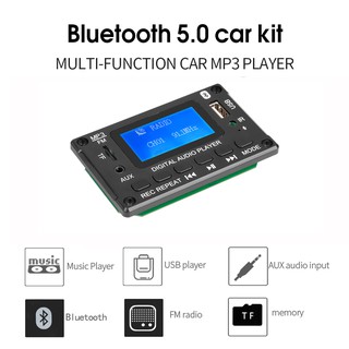 DC 5V 12V MP3 WMA reproductor inalámbrico Bluetooth 5.0 placa decodificadora con pantalla LCD letra pantalla USB TF Radio FM DIY altavoz para coche kit (4)