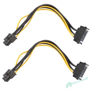 2 pzs Cable adaptador PCI-e PCI-e de 15 pines SATA a 6 pines para tarjeta de Video