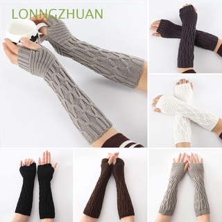 LONNGZHUAN Men Women Fingerless Mittens Soft Arm Warmers Long Knitted Gloves Elastic Winter Candy Color Fashion Thick Warm/Multicolor