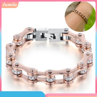 jumi pulsera de cadena de acero titanio con diamantes de imitación para mujer joyería regalo