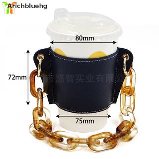 (Arichbluehg) PU leather holder portable leather case eco-friendly coffee cup bag chain cap On Sale
