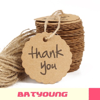 [brtyoung] 100 pzs Etiquetas De Papel Kraft Thank You "/Etiquetas De embalaje Para Alimentos/regalo