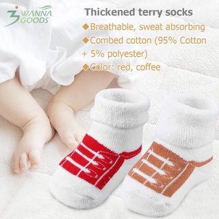 1 par de calcetines de rizo gruesos de invierno para recién nacidos/calcetines de algodón para interiores