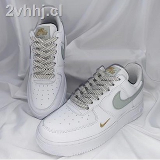 ECCO🔹 Free Shipping Nike Air Force 1 Low Mini Swoosh Green Hook White Grey Gold Hook Couple cz0270 1