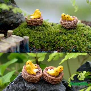 Treegolds Mini nido con pájaros hadas jardín miniaturas gnomos musgo terrarios manualidades figuras para decoración del hogar accesorios