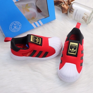 【Ready Stock】 adidas superstar slip on zapatos rojos para niños zapatos para niños pequeños zapatillas de deporte (3)