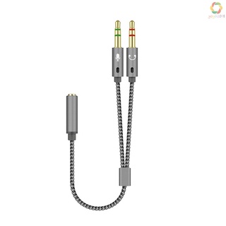 2 en 1 MM Jack 1 hembra a 2 macho Cable adaptador estéreo auriculares Audio Y divisor Aux Cable Jack Audio para altavoz 25cm