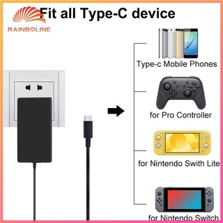 Rain_eu US enchufe adaptador cargador para Nintendo Switch NS consola de juegos fuente de alimentación
