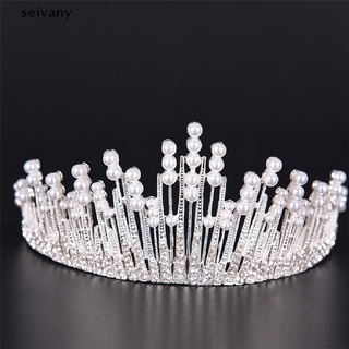 [seivany] perla cristal tiara rhinestone accesorios para el cabello corona boda novia diadema
