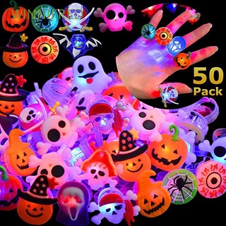 winnifred juguetes para niños led anillos de fiesta suministros de halloween anillos de luz anillos de fiesta favores de calabaza anillo de dedo luz juguetes 50 piezas niños y adultos anillos luminosos