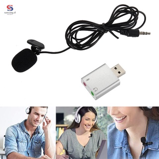 Micrófono De Solapa USB/Condensador Cardioide Con Tarjeta De Sonido Para PC (1)