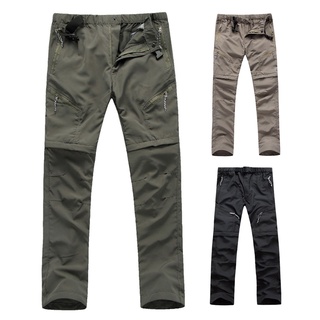 aobuqu multi bolsillos color sólido resistente al desgaste ajustable cintura hombres pantalones extraíbles pantalones de carga para acampar