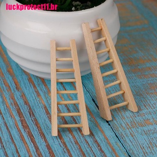 [caliente] 1 pza Mini escalera de madera para jardín de hadas miniaturas DIY casa de muñecas miniaturas (1)