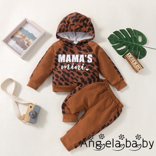 Hian-2pcs Unisex Baby chándal, leopardo impresión manga larga jersey camisa + pantalones casuales para niños pequeños, niñas, 3-24 meses