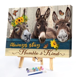 ✿DIY Oil Paint by Numbers Three Donkeys Coded Hand Painted Acrylic Drawing✿