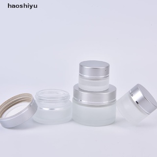Haoshiyu 5-30ml plata tapa de vidrio esmerilado crema facial tarro recargable contenedor botella BR