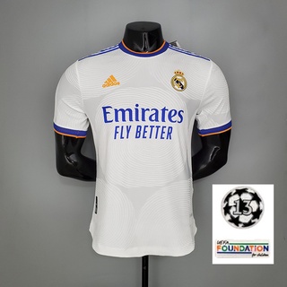 jugador versión Real Madrid 2021 - 2022 Camiseta de fútbol blanco BENZEMA UCL Parche