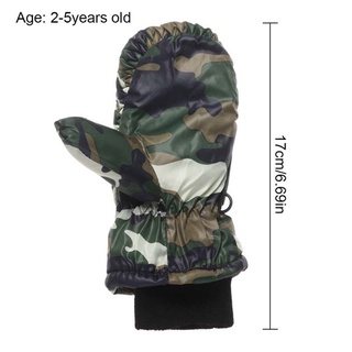 GHARING Windproof Skiing Mittens Winter Gloves Warm Mitts Snow Snowboard Camouflage Green Outdoor Furry Comfortable Kids Thicken/Multicolor (2)