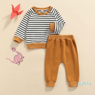 Anana-2pcs niños chándal de otoño, rayas manga larga jersey camisa + pantalones casuales para niños pequeños, niñas, 0-24 meses