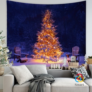 Christmas Tapestry Hanging Polyester Large Size Christmas Elements Wall Decal Themed Ornament for Room Bar New (7)