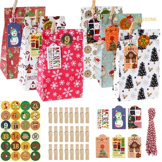 qingsong 24pcs navidad papel kraft bolsas de regalo alce caramelo chocolate galletas titulares decoración