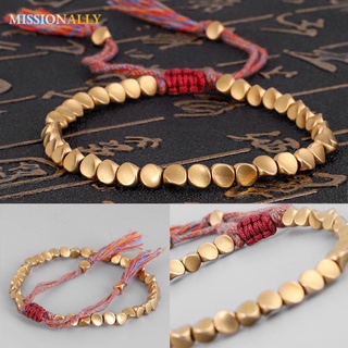 MISSIONALLY Fashion Bracelets Women Mens Braided Bangles Lucky Rope Handmade Jewelry Gifts Cotton Thread Adjustable Copper Beads