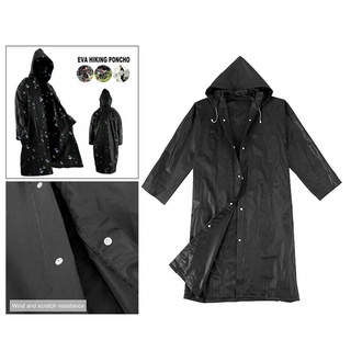 Reusable Hood Rain Coat Poncho Long Sleeve Hiking Camping Windproof Raincoat