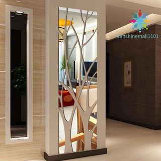 sm01 pegatina de pared estilo espejo mural extraíble árbol arte decoración para la habitación del hogar