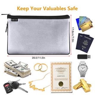 Small Fireproof Money Bag Fire and Water Resistant Expandable Document Bag Safe Storage Pouch Envelope with Zipper for A5 File Document Cash Jewelry Passport (5)