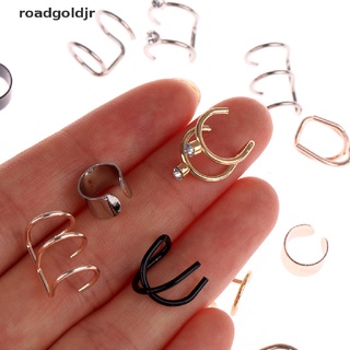 rgj 6pcs mujeres minimalista sin piercing doble envoltura clip de oreja falso cartílago pendientes oro