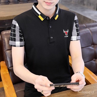 Nuevo veranoPOLOCamisa de manga corta para hombreTCamiseta estilo coreano moda juvenil ropa de los hombres camiseta de solapa (1)