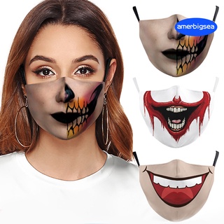 Amerbigsea espeluznante boca dientes impresión ajustable transpirable cubierta cara Halloween Cosplay Prop