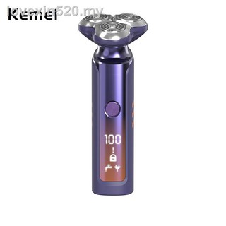 Kemei 3D recargable IPX6 impermeable afeitadora eléctrica húmedo seco de los hombres rotatorios de afeitar maquinillas de afeitar con recortador emergente